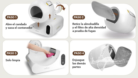 arenero limpia paso a paso